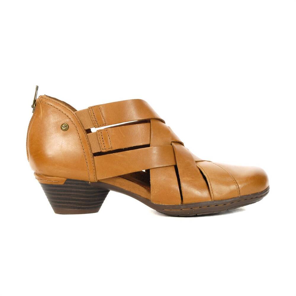 NEW COBB HILL women's laurel woven booties - wide in tan